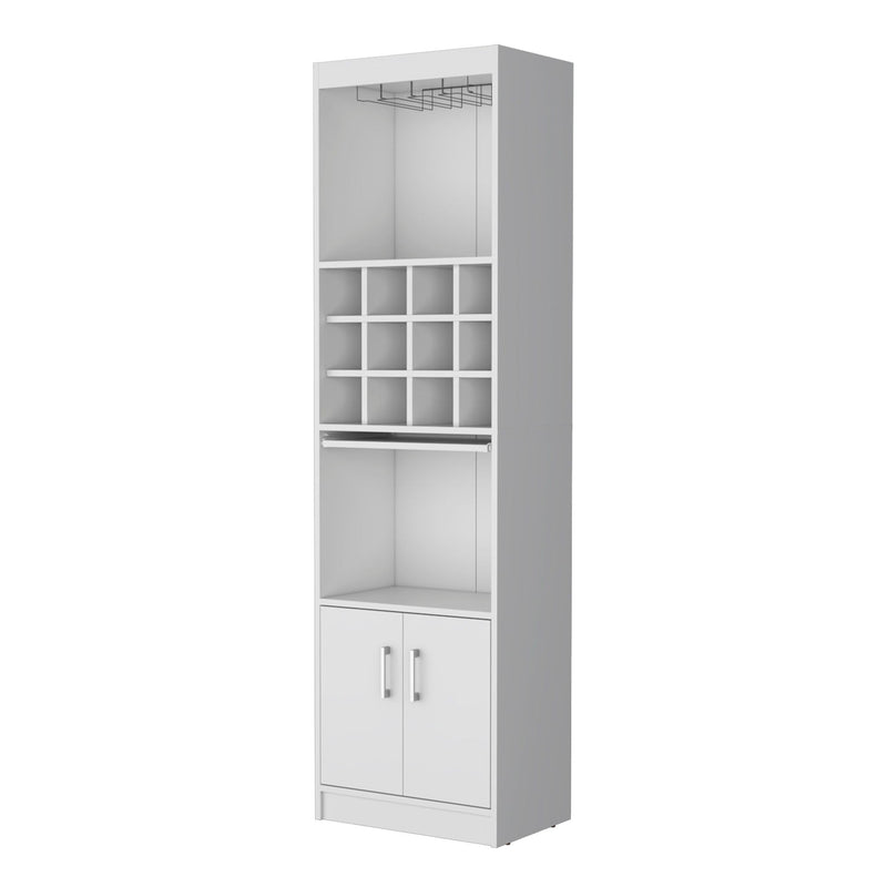71" Wood Bar Cabinet With Two Doors - White