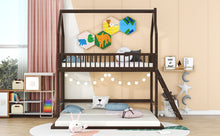 Load image into Gallery viewer, Twin Over Twin-Twin House Bunk Bed with Extending Trundle and Ladder
