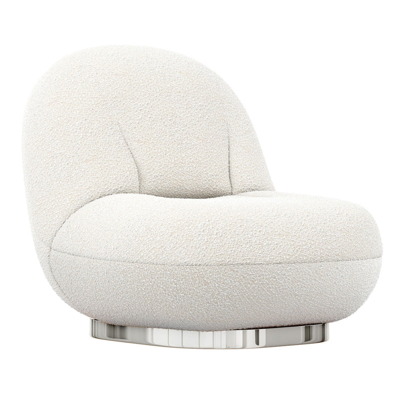 Boucle Slipper Chair - White And Silver