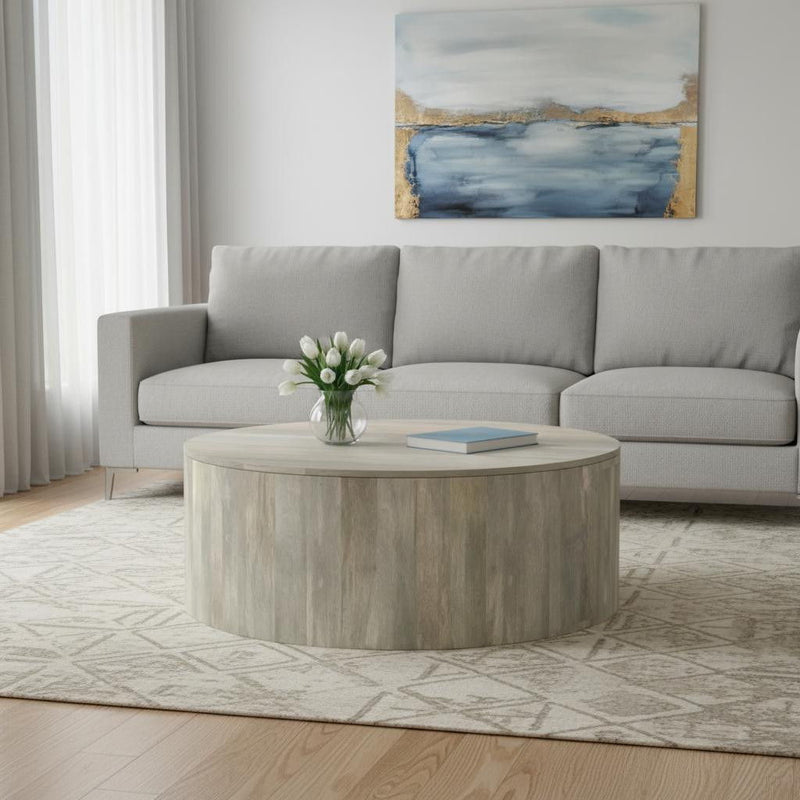 36" Solid Wood Round Solid Coffee Table - White