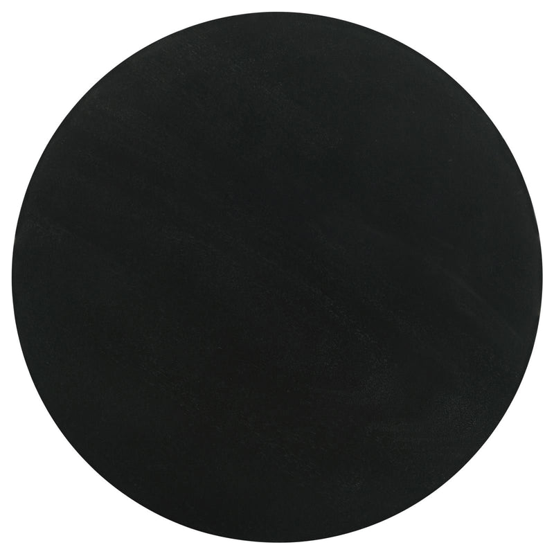 Stain Pedestal Accent Table Elegant Design With Round Top - Black