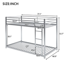 Load image into Gallery viewer, Twin over Twin Metal Bunk Bed, Low Bunk Bed with Ladder,Silver(OLD SKU:WF282465AAN)
