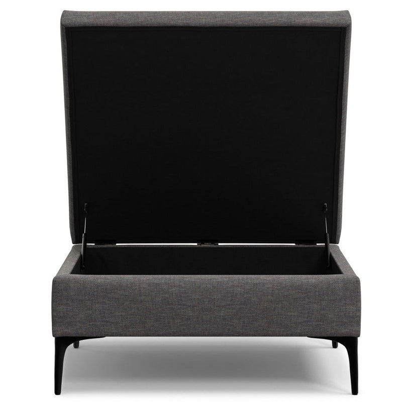 Modern Upholstery Storage Ottoman - Black / Slate Gray
