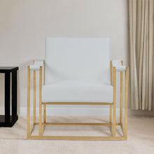 Load image into Gallery viewer, Faux Leather Lounge Chair - White / Gold
