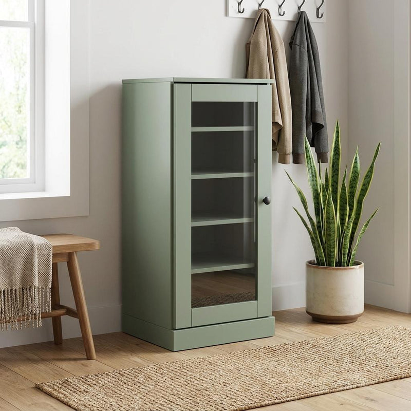 Ten Pair Solid Woodshoe Storage Cabinet (752253) - Sage