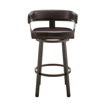 Load image into Gallery viewer, Faux Leather Swivel Low Back Counter Height Bar Chair - Chocolate And Gray
