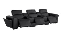 Load image into Gallery viewer, Top Grain Leather Reclining Metal USB Sofa (720394) - Black

