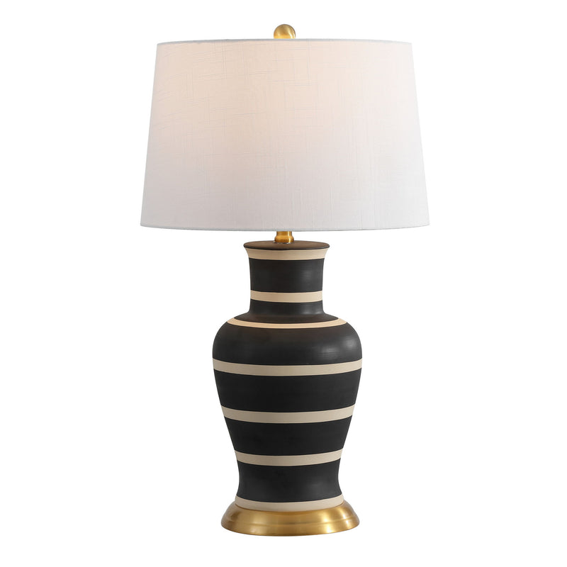 Urn Table Lamp With Drum Shade - Black / Gold