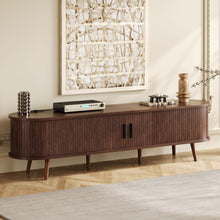 Load image into Gallery viewer, TV Stand For 70" TV, Console With Tambour Doors, Drawers And Built In Power Outlet - Dark Brown
