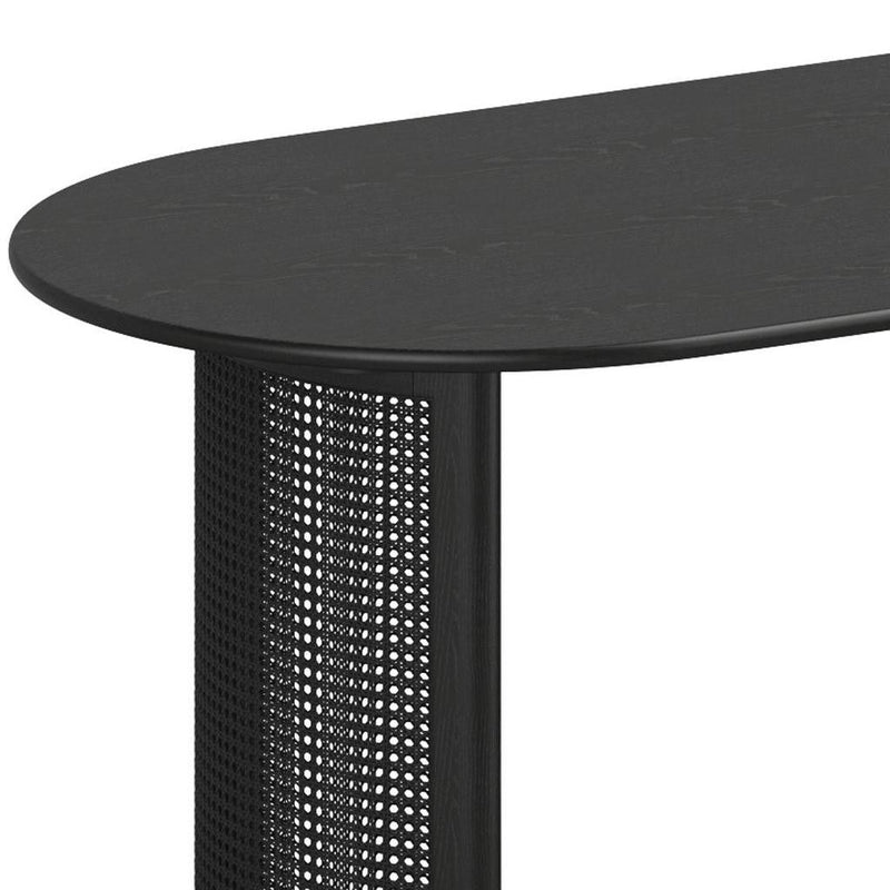 66" Solid Wood Double Pedestal Base Oval Dining Room Table - Black