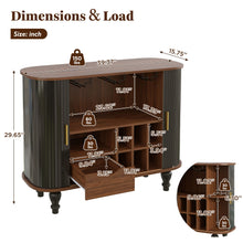 Load image into Gallery viewer, Fluted Liquor &amp; Coffee Bar Cabinet With 6 Wine Racks And 3 Glass Holders

