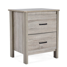 Load image into Gallery viewer, Wood Nightstand With 2 Drawers And Metal Handle - Oak
