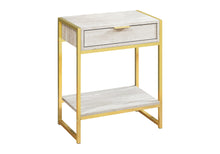 Load image into Gallery viewer, Wood And Metal End Table With Drawer And Shelf - Gold And Beige
