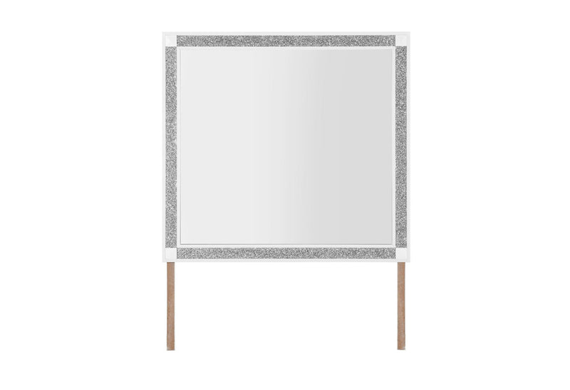 And Silver Wood Freestanding Framed Dresser Mirror - White