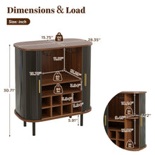 Load image into Gallery viewer, Fluted Wine Bar Cabinet With 8 Grid Wine Rack, 5 Level Adjustable Shelves, 2 Glass Holders
