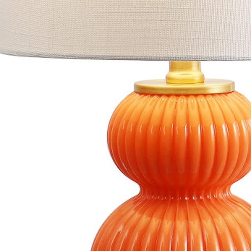 Gourd Table Lamp LED With Drum Shade - Orange