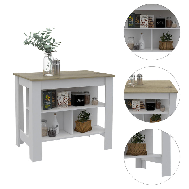 Kitchen Island With Storage - Brown / White