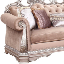 Load image into Gallery viewer, Velvet Sofa And Toss Pillows With Champagne Legs - Light Pink
