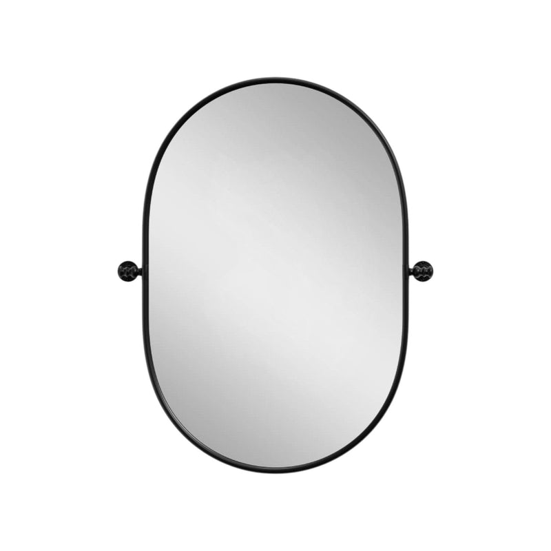 32" Aluminum Oval Adjustable Tilting Framed Accent Mirror - Black