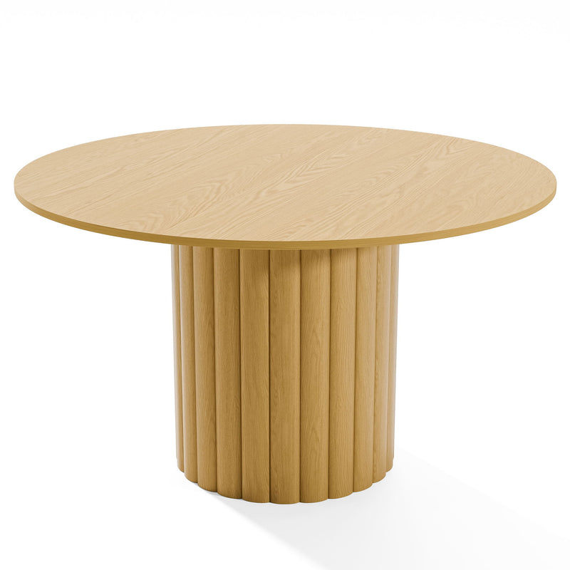 52'' Wood Pedestal Base Round Top Dining Table - Light Brown