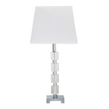 Load image into Gallery viewer, Crystal Geo Cubed Table Lamp With Sharp Corner Square Tapered Shade - Clear White
