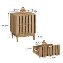 Load image into Gallery viewer, Bedside Table With Grille Design And 2 Drawers, Side Table For Bedroom - Oak
