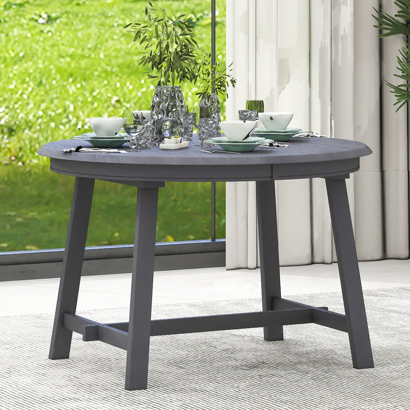 Removable Leaf Oval Extendable Dining Table - Gray