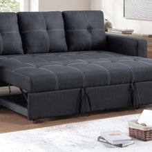 Load image into Gallery viewer, Sectional Sofa Pull Out Bed Upholstered Tufted Convertible Couch - Black
