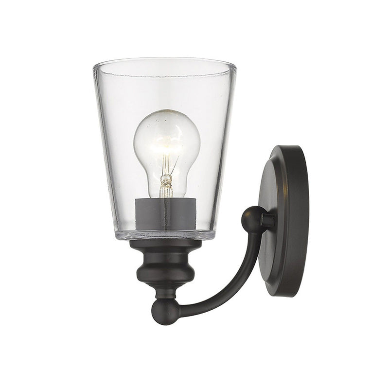 One Light Glass Shade Wall Sconce - Antique Bronze