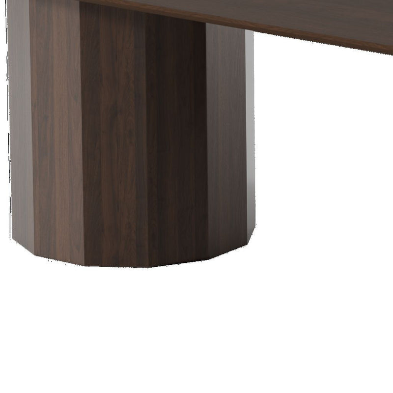 86'' Double Pedestal Base Oval Wood Dining Table - Walnut