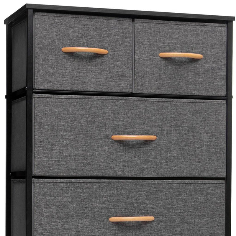Fabric Six Drawer Chest - Gray / Black
