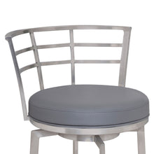 Load image into Gallery viewer, 35" Faux Leather Swivel Low Back Counter Height Bar Chair - Gray / Silver
