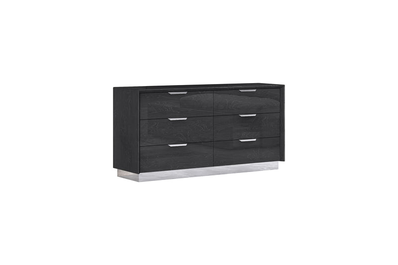 Solid Wood Six Drawer Double Dresser For Bedroom - Gray