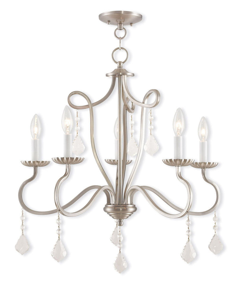 Five-Light Dimmable Chandelier With Shades - Nickel