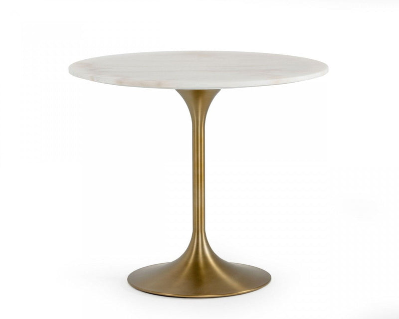 Rounded Marble Metal Dining Table - White / Gold