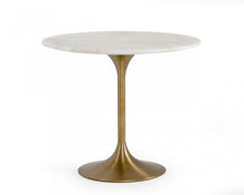 Load image into Gallery viewer, Rounded Marble Metal Dining Table - White / Gold
