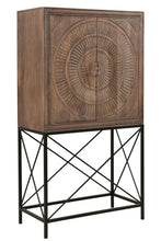 Load image into Gallery viewer, Solid Wood Two Door Carved Wine Cabinet - Brown

