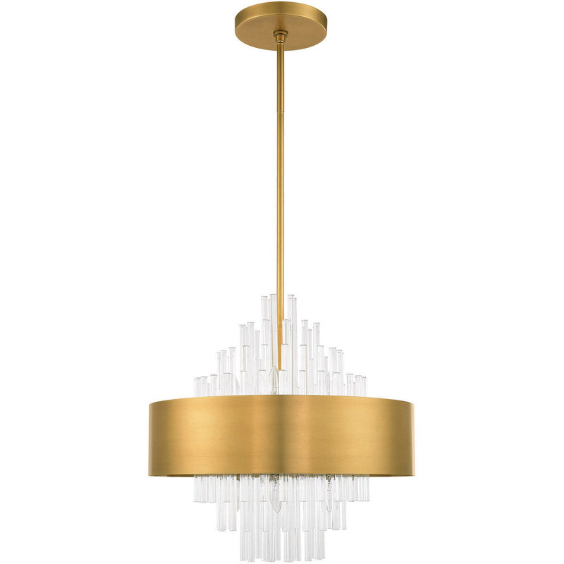 27" Eight Light Dimmable Chandelier With Shades - Brass