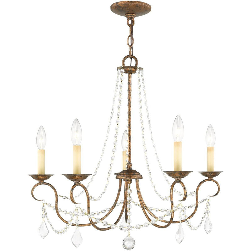 23" Five Light Dimmable Chandelier With Shades - Bronze