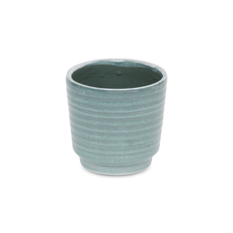 Striped Round Pot Planter (487406) - Green