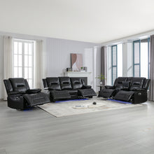 Load image into Gallery viewer, Home Theater Recliner Set Manual Recliner Chair With A LED Light Strip Two Built-In Cup Holders For Living Room
