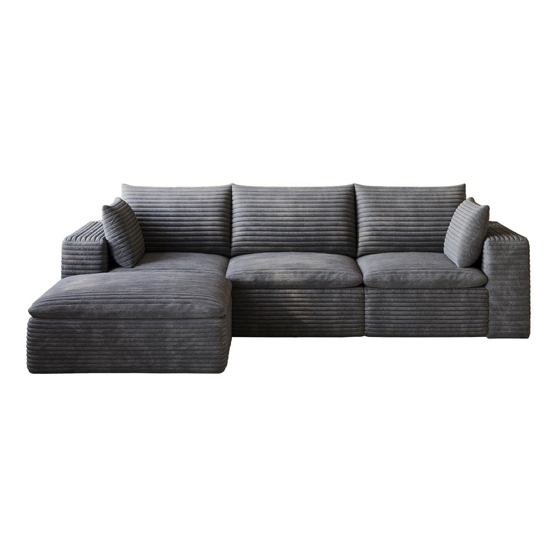 Corduroy Modular Sofa With Ottoman And Toss Pillows (762671) - Dark Gray