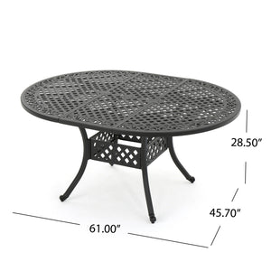 Outdoor Expandable Aluminum Dining Table With Latticework Details And Curvy Legs