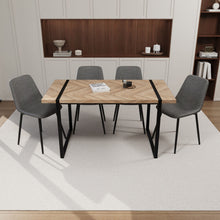 Load image into Gallery viewer, Modern Dining Table &amp; Suede Chair Set WIth Rectangular Metal Base
