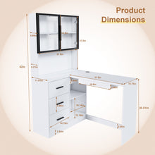 Load image into Gallery viewer, L-Shaped Computer Desk With Glass Cabinets, Built In LED Lights, USB Charging Ports

