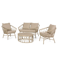 Load image into Gallery viewer, Bruce - Boho Inspired 4 Pieces Chat Set With Water Resistant Cushions - Brown
