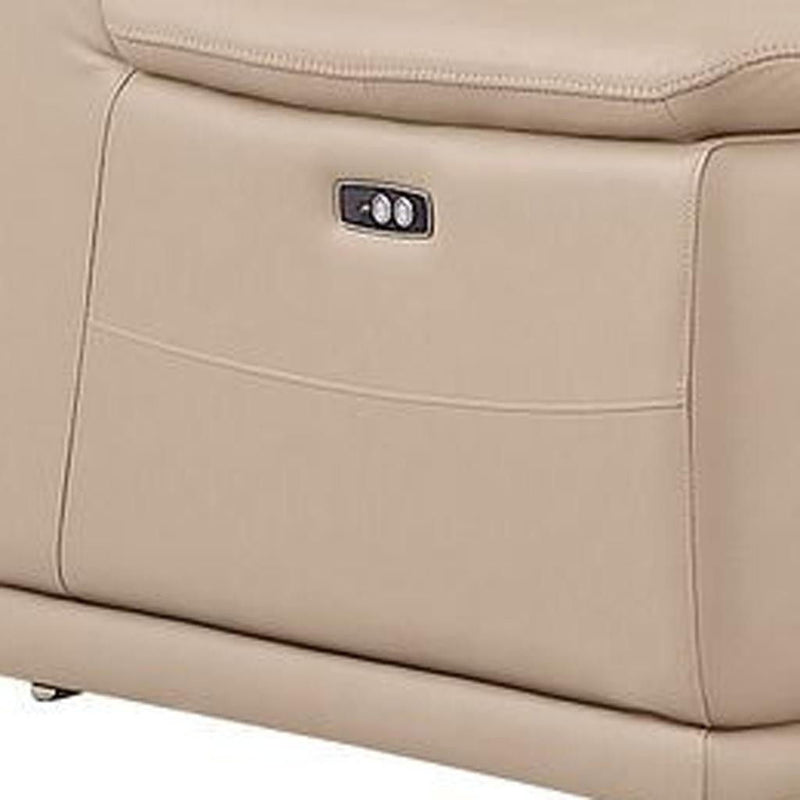 Leather Modular L Shaped Five Piece Corner Sectional - Beige