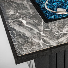 Load image into Gallery viewer, Morden Steel Fire Pit Table With Marble Tile Tabletop, Glass Wind Guard And Lid
