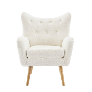 Mid - Century Modern Arm Chair With Wingback Design Wood Legs