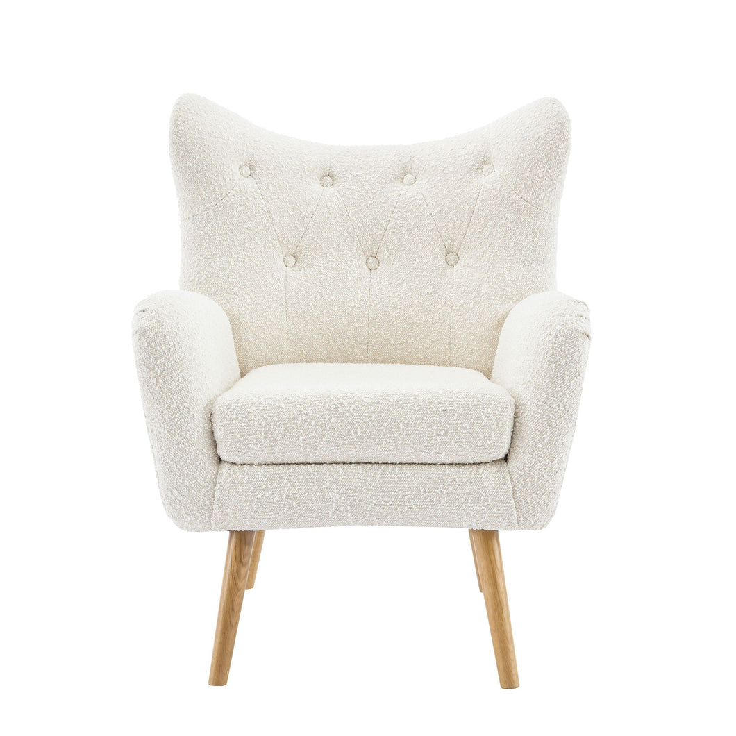 Mid - Century Modern Arm Chair With Wingback Design Wood Legs